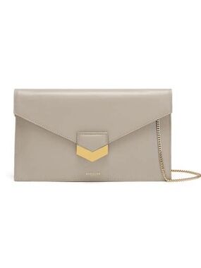 Demellier London Taupe Leather Clutch-on-Chain